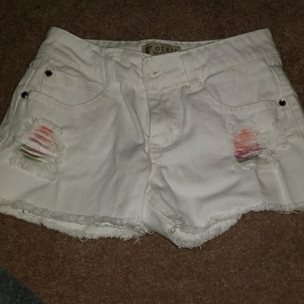 White jean shorts by guess